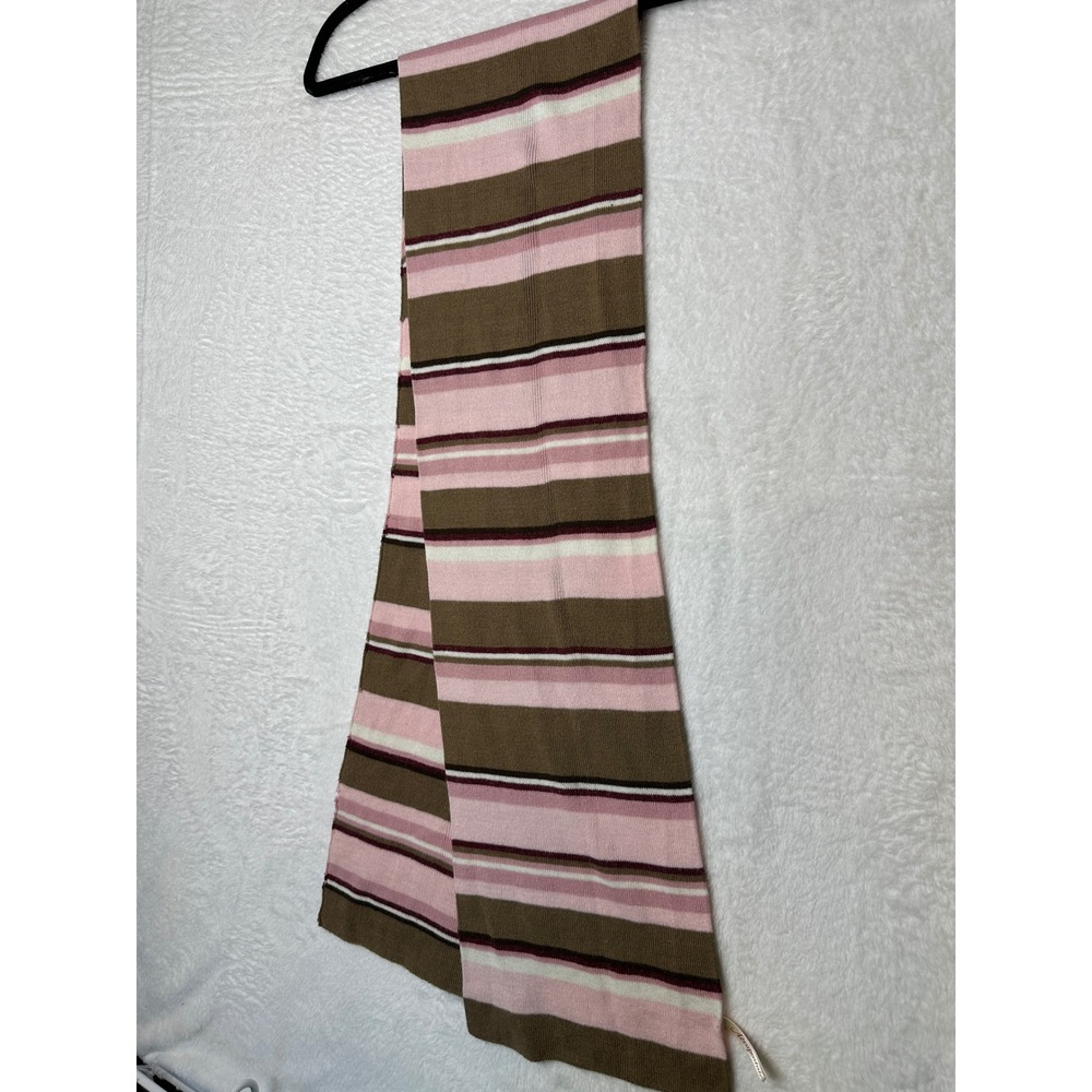 Aeropostale Scarf OS Pink Brown Striped Y2K Knit Acrylic 0997 - Picture 2 of 8